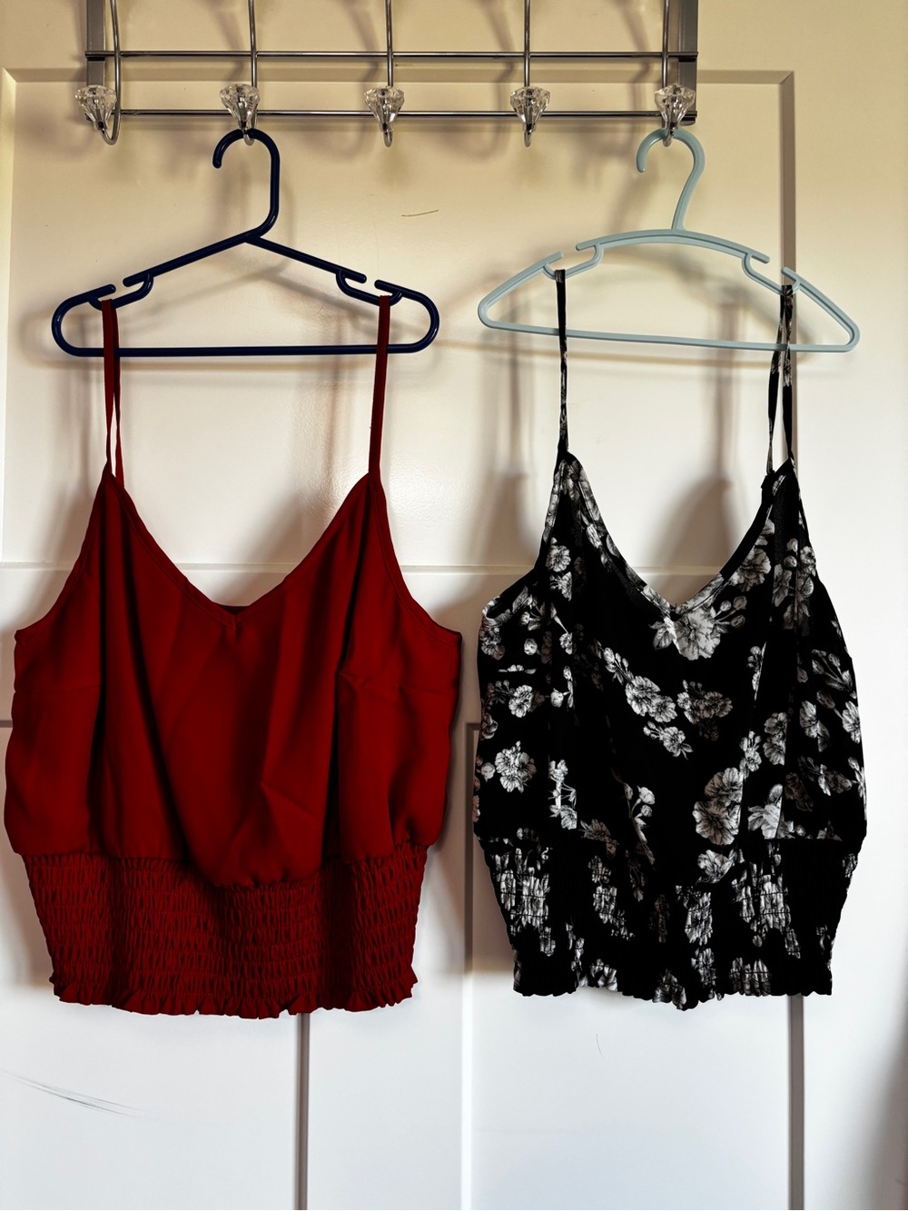 Guess Red Smocked-Hem Spaghetti Strap Cami